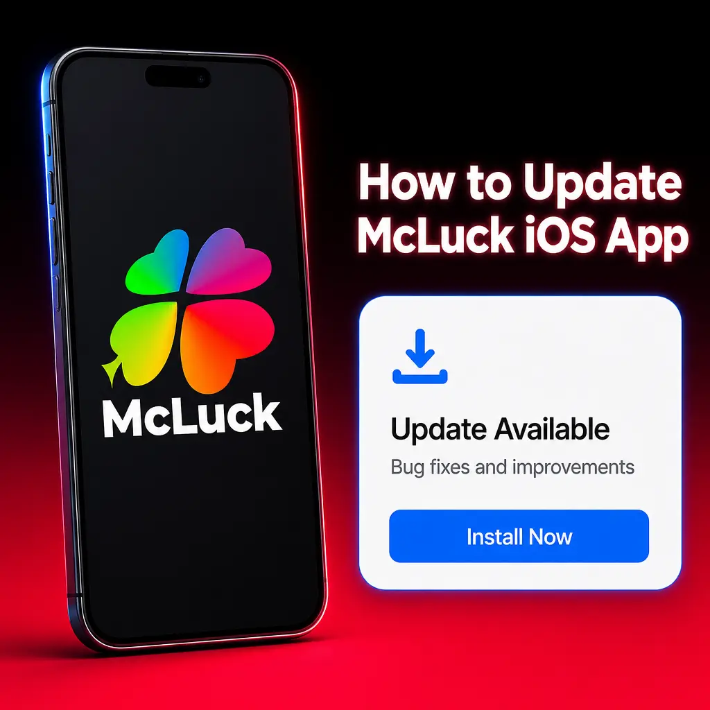 Steps to update the McLuck iOS web app: refresh, clear Safari cache, and re-add the home screen icon for the latest version.