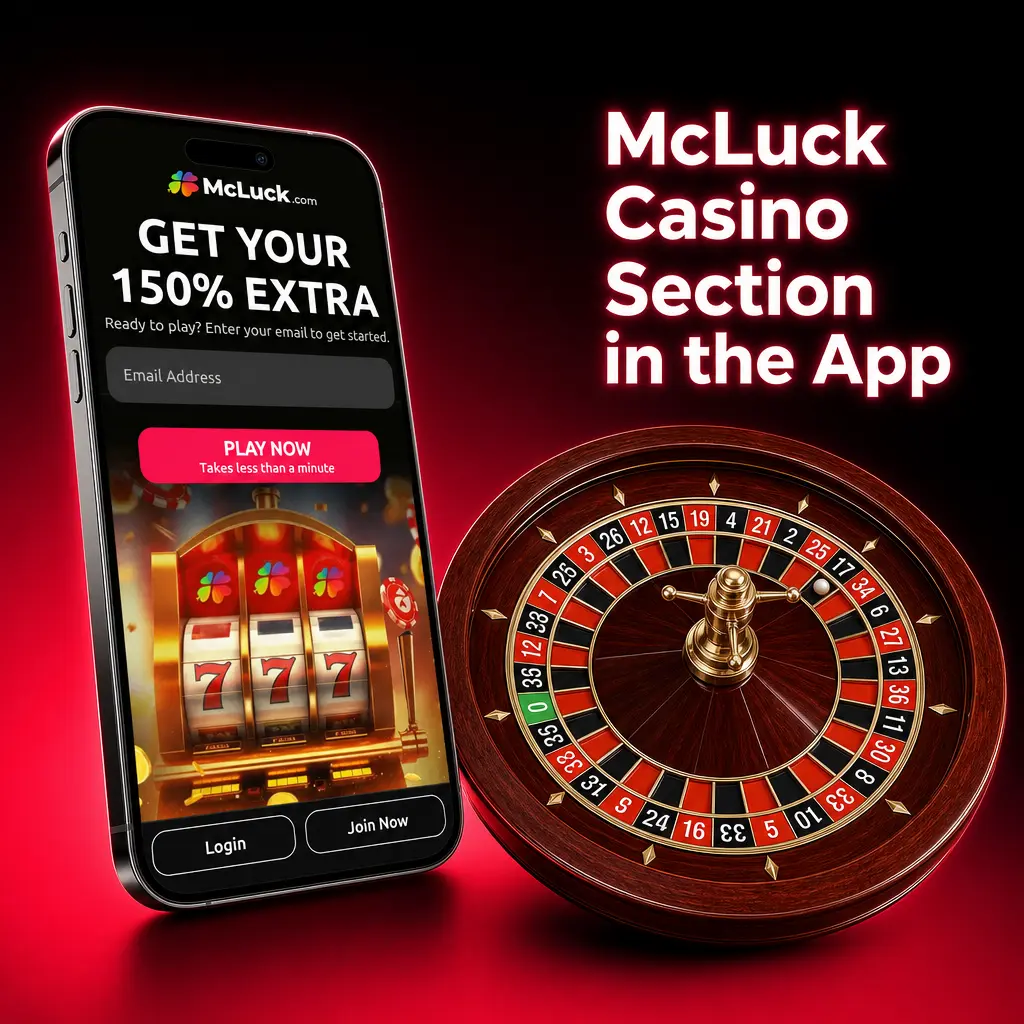 McLuck Casino app screen showing categories: Slots, Table Games, Live Dealer, Jackpots, Originals, and New Releases.